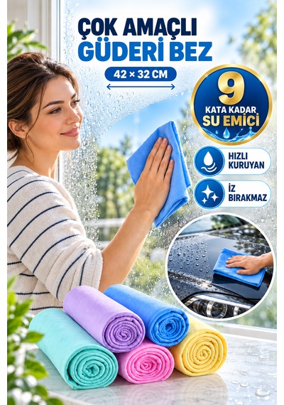 Mikrofiber Sentetik Güderi Cam Bezi Lüx Genel Temizlik Bezi 1 Adet Oto Yıkamacı Bezi Mutfak Lavabo Cam Bezi Süper Su Emici Temizlik Bezi Çok Renkli