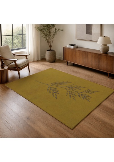 Kartela Halı Evo Halı Jüt Taban Dokuma Halı Hardal Sarısı - 200 X 300 Cm
