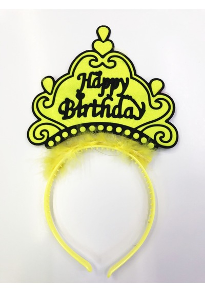 Happy Birthday Yazılı Neon Renk Taç 12  Adet