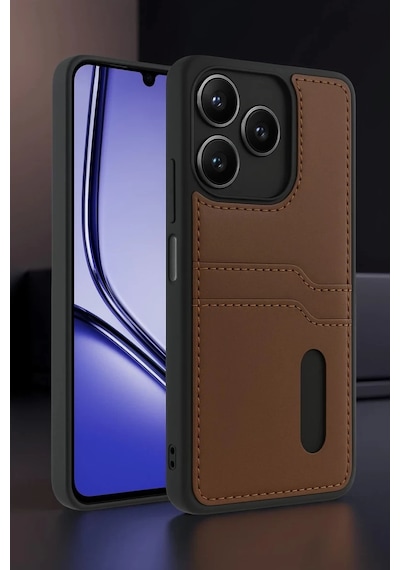 Realme Note 50 4g Uyumlu Kılıf Sara Kartvizitli Deri Kılıf - Kırmızı