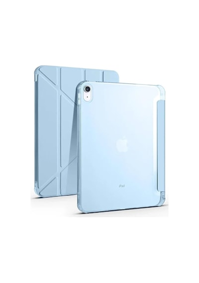 Apple İpad İle Uyumlu Kalem Bölmeli Trifolding Cover Tablet Kılıf Katlanabilir Standlı Otomatik Uyku Modlu Darbe Emici İnce Tasarım Mavi, İpad 10.nesil 10.9/ipad A16