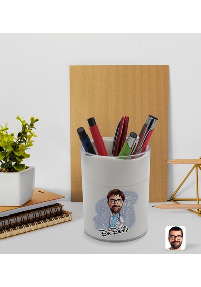 BK Gift Kişiye Özel Erkek Doktor Karikatürlü Beyaz Akrilik Kaleml