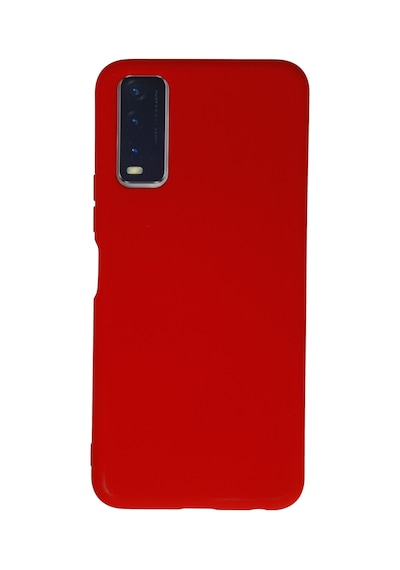 Vivo Y11s Kılıf Kamera Korumalı Silikon Rubber Arka Kapak Kırmızı