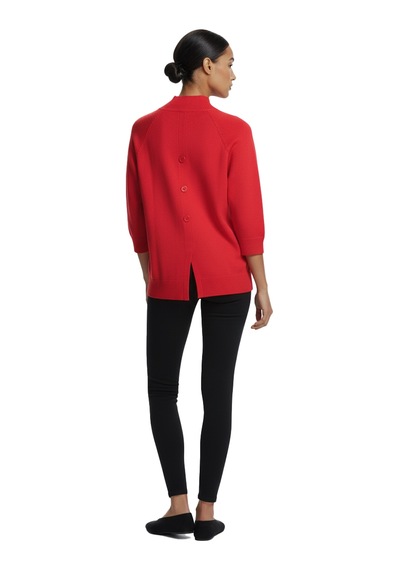 On Oversize 3/4 Kol Minimalist Kadın Kazak - Günlük Şıklık Kırmızı