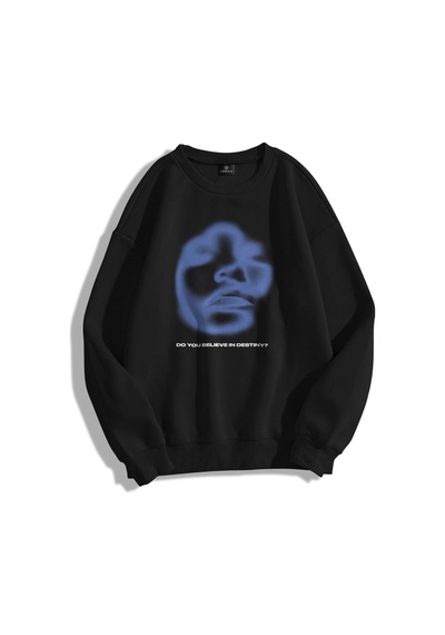 Tarzsokak Unisex Destiny Bisiklet Yaka Sweatshirt Siyah