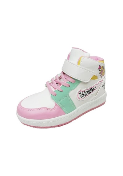 Callion 048 Deri Sneakers Kız Çocuk Spor Ayakkabı 31-35 Beyaz Pembe Su Yeşili Beyaz