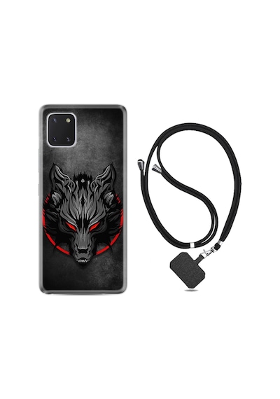 Samsung Galaxy Uyumlu Note 10 Lite Kılıf Resimli Desenli Silikon Boyun Askılı Dark Wolf 1813