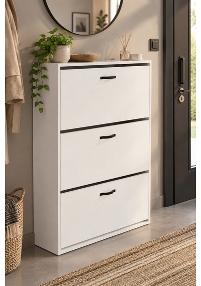 Sulorahome Düşer Kapaklı Beyaz Ayakkabılık 74 Cm