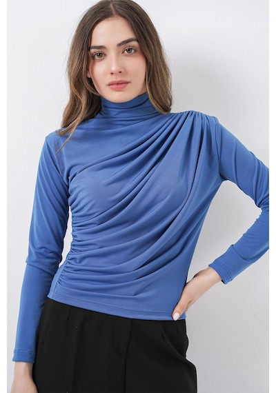 Bigdart 925 Büzgü Detaylı Sandy Bluz - İndigo