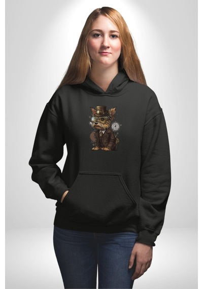 İş İnsanı Yorkshire Zamanda Yolculuk Kadın Erkek Siyah Kapüşonlu Sweatshirt Hoodie Siyah