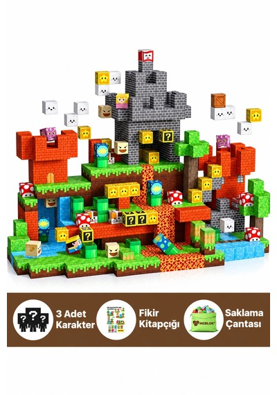 Süper Mario Temalı Minecraft Manyetik Blok Seti - 150 Parça