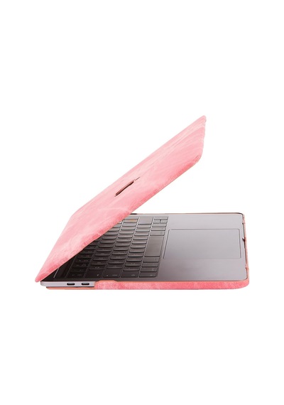 Apple Macbook Uyumlu Pro 13 Kumaş Dokulu Soft Touch Sert Hard Case Usb-c Darbe Çizilme Koruyucu Kılıf Pembe