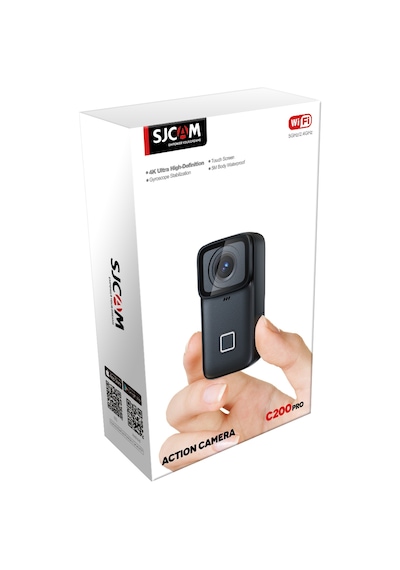 SJCAM C200 Pro 4K HDR 1200mAh WiFi 20MP 135 Kompakt Tasarım 40 MT Su Geçirmez Kılıflı Mini Aksiyon Kamerası Siyah