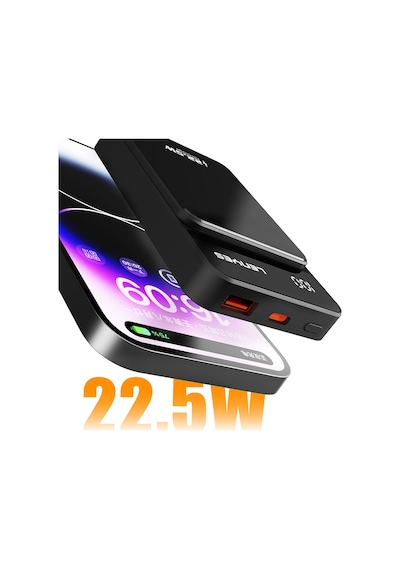 Lenyes Pw126d Dijital Led Ekranlı Kablosuz Şarj Özellikli Powerbank 22.5w 10.000mah Siyah