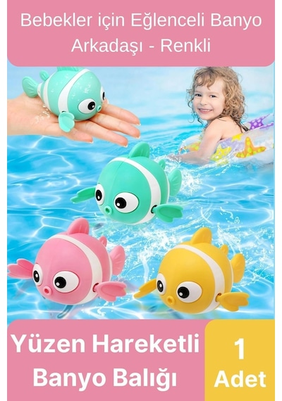 Özel Üretim Banyo Arkadaşı Eğlenceli Bebek Çocuk Renkli Oyuncak Kurmalı Yüzen Hareketli Banyo Balığı
