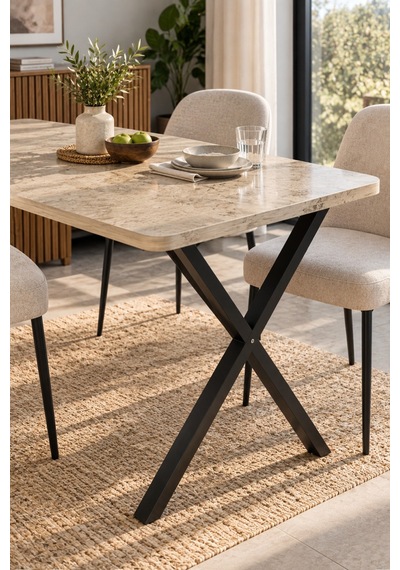 Sulorahome Modern Ahşap Görünümlü Mutfak Ve Yemek Masası 110x70 Cm Ahşap Desenli