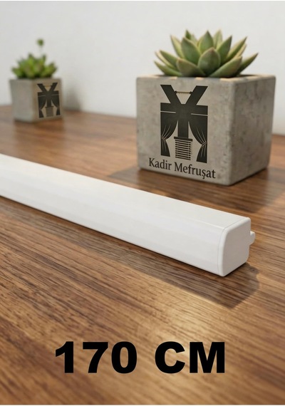 Beyaz Dekoratif Ray Alüminyum 2 Kanallı Dekoratif Metal Perde Kornişi Beyaz170cm - 853503874 Beyaz170cm