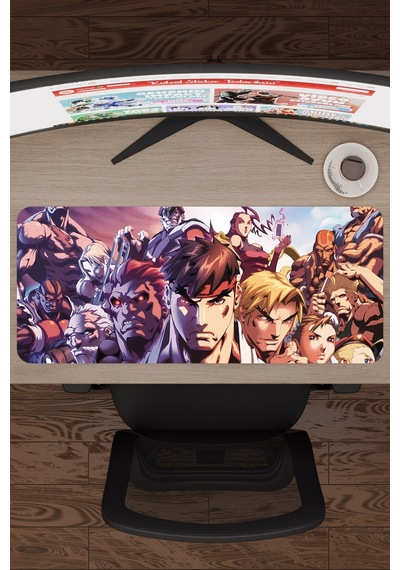 Street Fighter Kaymaz Dikişli Kauçuk Oyuncu Mousepad V2 - 70x30 Xl Gaming Mouse Pad Fare Altlığı