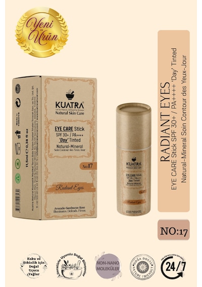 Kuatra Radiant Eyes Göz Çevresi Doğal Mineral Gündüz Bakım Stick Spf 30+ / Pa++++ Renkli Plastiksiz Ambalaj
