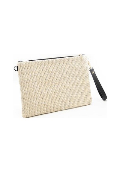 Silver Polo Sp1034 Kadın Portföy & Clutch Dokuma Hasır Bej-siyah