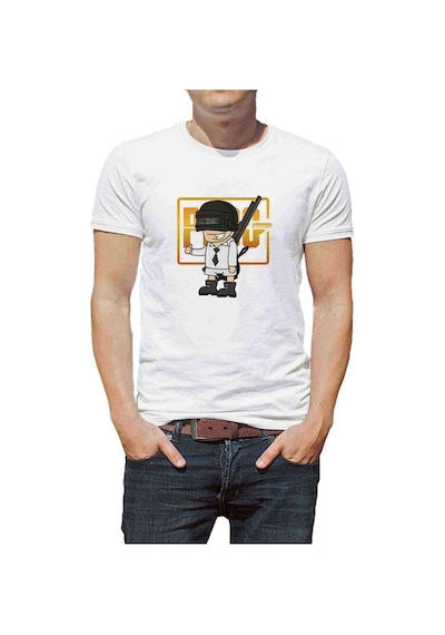 Pubg Shotgun Baskılı Beyaz Erkek Tshirt