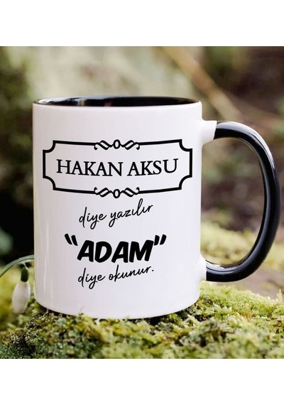 Bk Gift Kişiye Özel Adam Diye Okunur Siyah Kupa Bardak, Arkadaşa Hediye Kobitmeyencom33793 Bk Gift