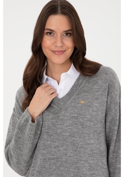U.S. Polo Assn. U.s. Polo Assn. Kadın Gri Melanj Kazak /triko 50314833-vr086