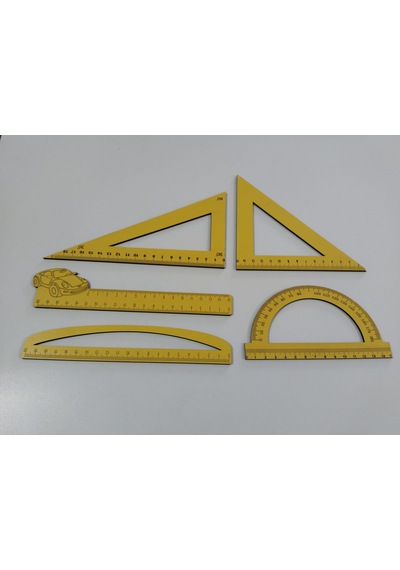 Cetvel Takımı 5 Li Set 3 Mm Mdf Matematik-okul İçin