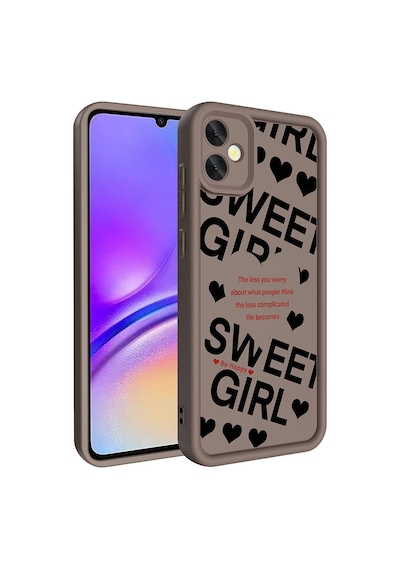 Zore Galaxy Uyumlu A05 Kılıf Kamera Korumalı Baskılı Arka Yüzey Klas Kapak - Koyu Kahve Koyu Kahve