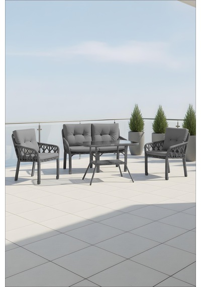 Lumisgarden Neva Rattan Bahçe Takımı 2+1+1 +masa Gri Lumisgarden Neva Rattan Bahçe Takımı 2+1+1 +masa Gri