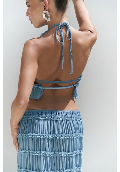 Mai Collection Mai Studios Co. Sofi Transparan Mavi Crop Etek Takım mavi