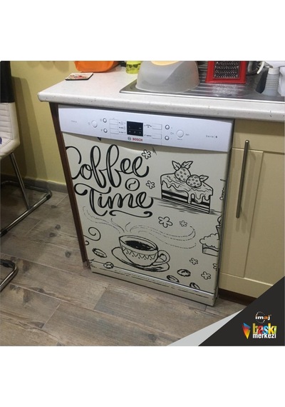Buzdolabı Ve Bulaşık Makinesi Kapak Folyo Kaplama Coffee Time (395082757)
