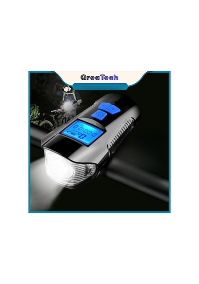 Şarjlı Bisiklet Lcd Hız Göstergesi Su Geçirmez Led Işık Km Ekran Kronometre Bisiklet Kornası Feneri Siyah - 796361556 Siyah