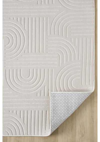Raschel Carpet Bohem Emboss Premium Seri Kaymaz Taban Jel Taban Halı Yolluk Krem Krem