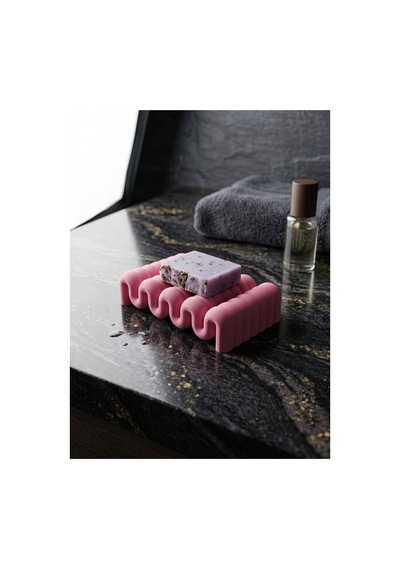 Buççin Online Mağaza Modern Dalga Tasarımlı Sabunluk Dekoratif Banyo Düzenleyici Plastik Pembe Çok Renkli