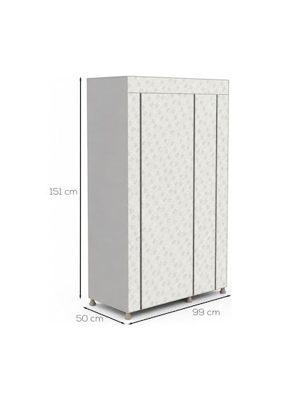 Perilla 63005 Porty Bez Gardırop 99x50x151 Cm Raflı Ve Askılı Kumaş Elbise Dolabı Beyaz