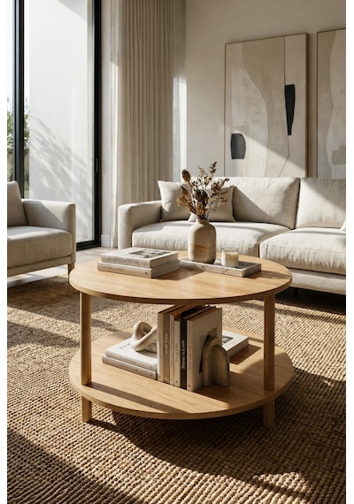 Oval Modern Kolay Kurulum İki Katlı Yuvarlak Orta Sehpa Raflı Şık Dayanıklı Safir Meşe Oval Modern Kolay Kurulum İki Katlı Yuvarlak Orta Sehpa Raflı Şık Dayanıklı Safir Meşe