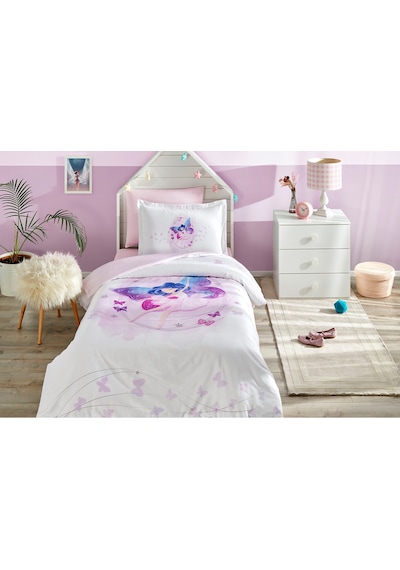 Özdilek Fairies Tek Kişilik Lastikli Çarşaf Nevresim Takımı Lila
