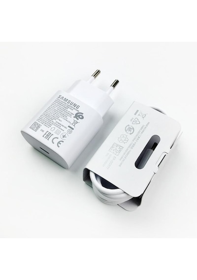 Samsung Uyumlu TA800 25 W Type-C Hızlı Şarj Aleti Kablo Set Beyaz