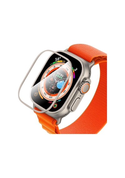 Watch Ultra 49mm Uyumlu Temperli Cam Ekran Koruyucu Caseworld Alloy Serisi Safir Titanyum