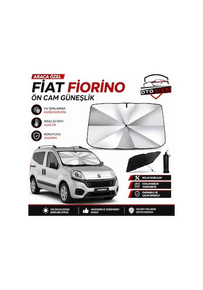 Fiat Fiorino Şemsiye Tip Ön Cam Güneşliği Katlanabilir Uv Korumalı Araç Cam Güneşlik