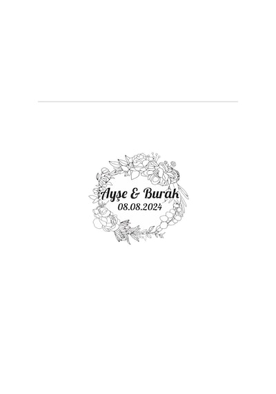 Kış Çiçekleri Ve Kuşlu Dörtgen Etiket Kına Nişan Düğün 3x3 Cm Özel Etiket / 50 Adet Sticker Beyaz