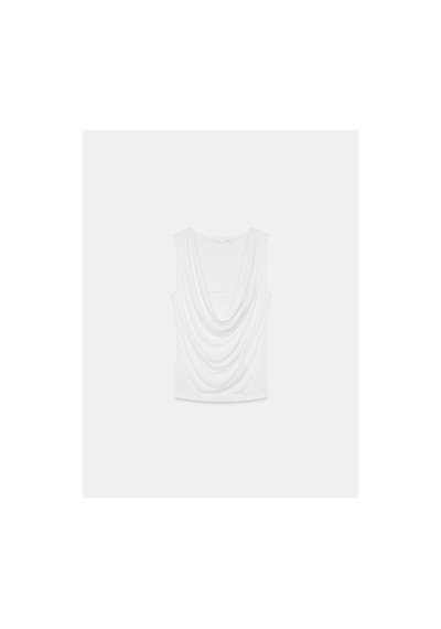 Dilvin 32895 Degaje Yaka Top Beyaz