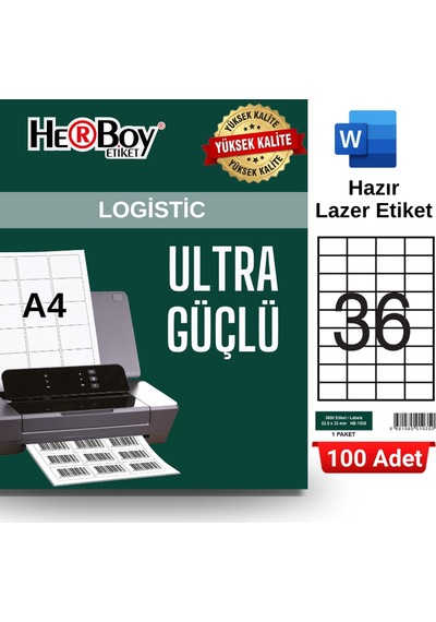 Herboy Hb-1035 52.5 X 33 Mm A4 Laser Etiket 100 Adet