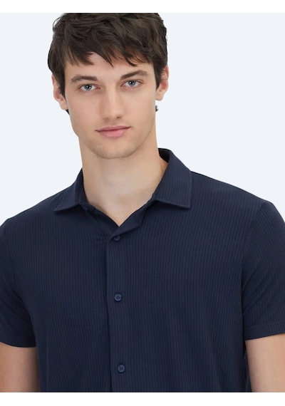 Kip Lacivert Desenli Regular Fit Casual Gömlek Lacivert