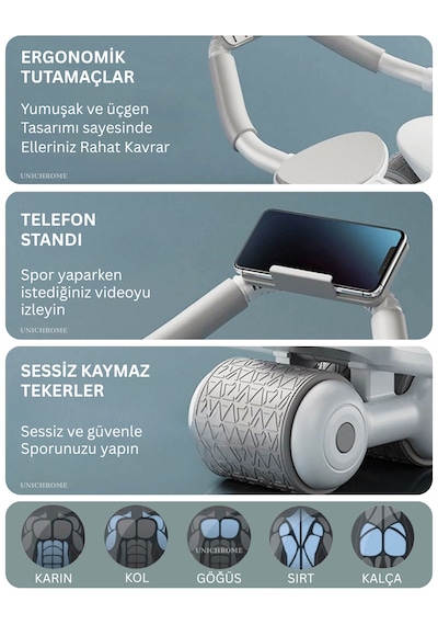 Dijital Ekranlı Çek Bırak - Dirsek Destekli Mekik Aleti - Karın Egzersiz Aleti