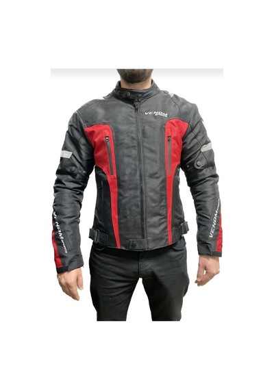 Venom Air Racing Motosiklet Montu 4 Mevsim Motorcu Touring Mont Siyah-kırmızı