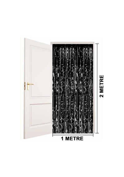 Siyah Renk Ekstra Metalize Parlak Saçaklı Arka Fon Perde İthal A Kalite 1x2 Metre Bx40 Diğer