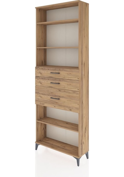 Arges Dolap 4 Raflı 3 Çekmeceli 88x30x243 Çam-çam Atlas Çam