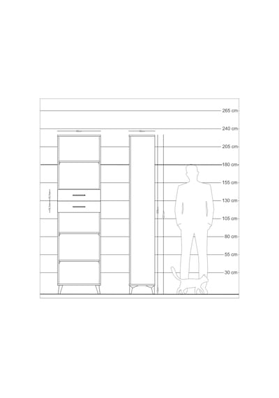 Arges Dolap 4 Raflı 2 Çekmeceli 60x30x221 Çam-çam Çam